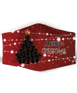 Black Cat Meowy Christmas Face Mask + PM2.5 Filter