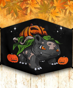 Pokemon Bulbasaur Pumpkin Halloween Face Mask + PM2.5 Filter
