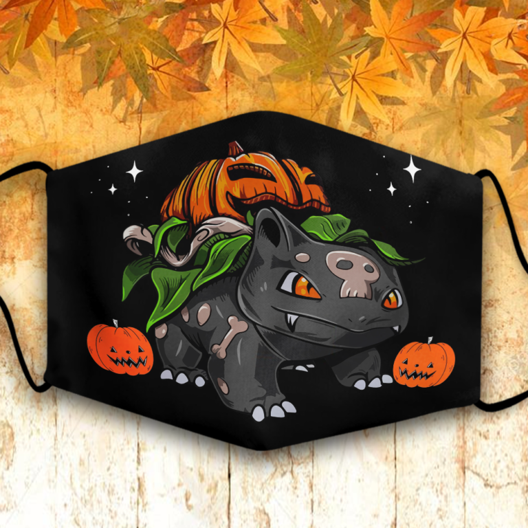 Pokemon Bulbasaur Pumpkin Halloween Face Mask + PM2.5 Filter