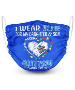 I Wear Blue For My Daughter And Son Autism Awareness Face Mask with PM2.5 Filter I Wear Blue For My Daughter And Son Autism Awareness Face Mask with PM2.5 Filter