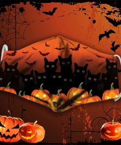 Black Cat Pumpkin Halloween Face Mask + PM2.5 Filter