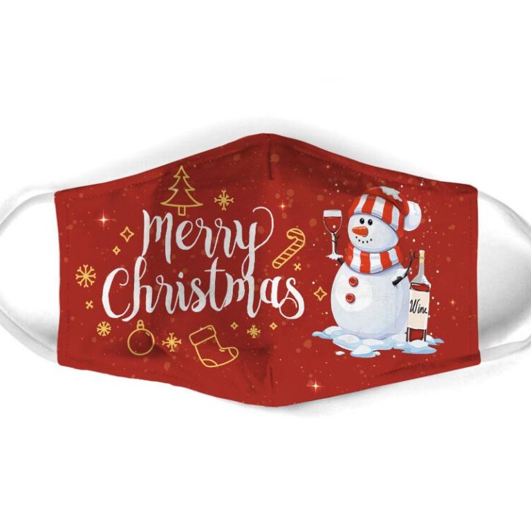 Snowman Wine Merry Christmas Face Mask + PM2.5 Filter