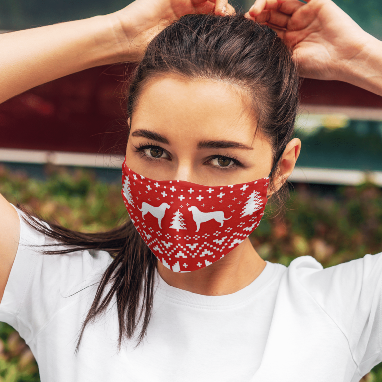 Irish Wolfhound Ugly Christmas Sweater Pattern Face Mask with PM2.5 Filter