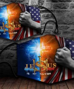 Jesus Is My Savior US Flag Face Mask with PM2.5 Filter