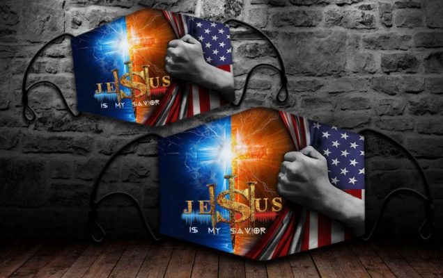 Jesus Is My Savior US Flag Face Mask with PM2.5 Filter