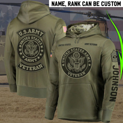 Custom US Army Veteran Hoodie - Personalized Name and Rank ...