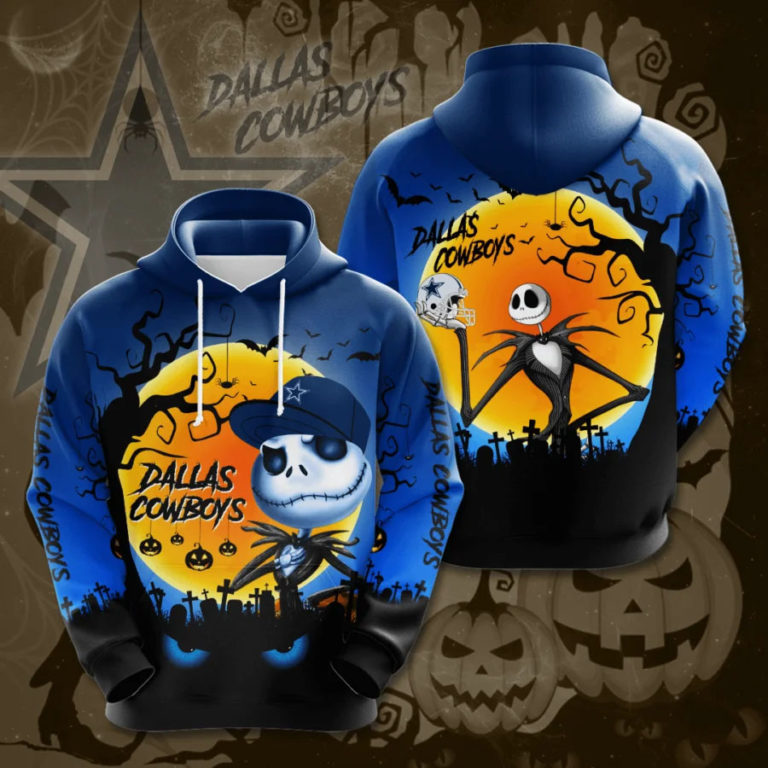 Dallas Cowboys Jack Skellington Halloween All Over Print Hoodie + Zip Hoodie