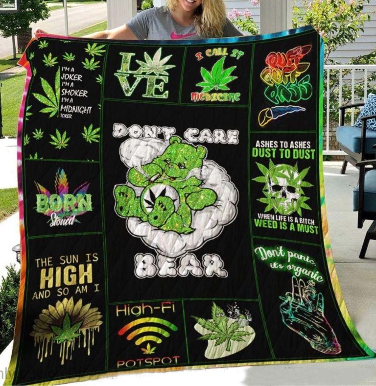 Don’t Care Bear Weed Quilt Blanket