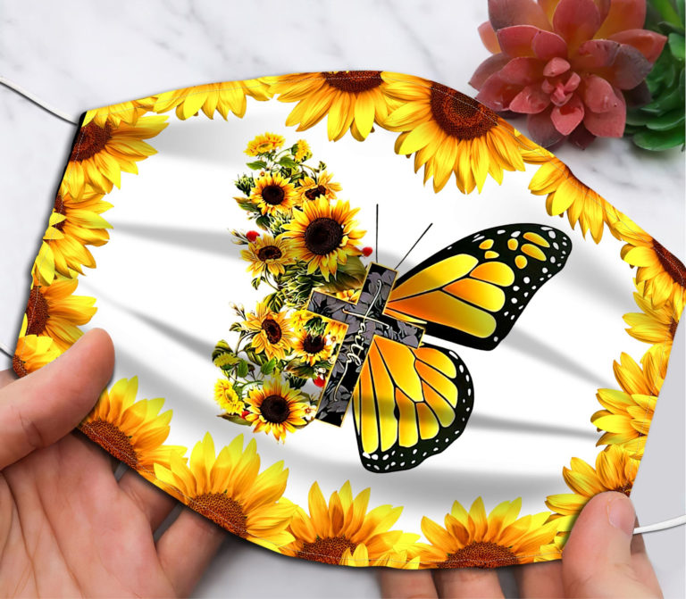 Sunflower Butterfly Jesus Face Mask with PM2.5 Filter