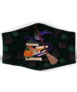 Books Witch Pumpkin Halloween Face Mask + PM2.5 Filter