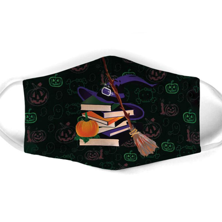 Books Witch Pumpkin Halloween Face Mask + PM2.5 Filter