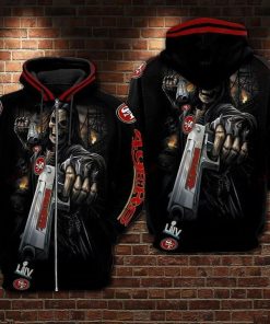 San Francisco 49ers Skull 3D All Over Printed Hoodie + Zip Hoodie San Francisco 49ers Skull 3D All Over Printed Hoodie + Zip Hoodie