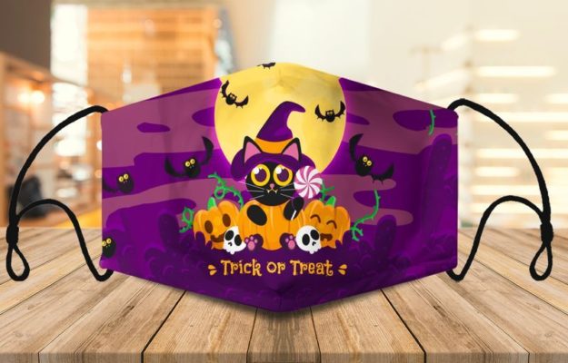 Cat Pumpkin Trick Or Treat Face Mask with PM2.5 Filter