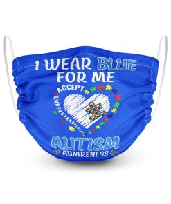 I Wear Blue For My Me Autism Awareness Face Mask with PM2.5 Filter I Wear Blue For My Me Autism Awareness Face Mask with PM2.5 Filter