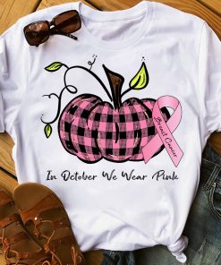 Breast Cancer Pumpkin In October We Wear Pink T Shirt