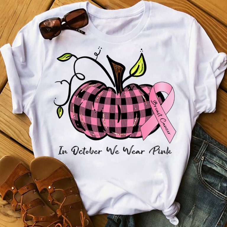 Breast Cancer Pumpkin In October We Wear Pink T Shirt