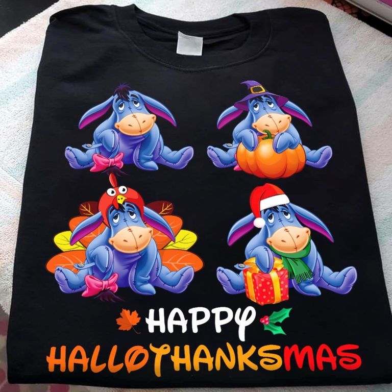 Eeyore Happy Hallothanksmas Pumpkin T Shirt