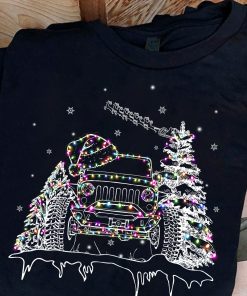 Jeep With Tree Christmas Lights T Shirt