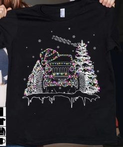 Jeep With Tree Christmas Lights T Shirt