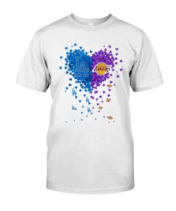 Los Angeles Dodgers Vs Los Angeles Lakers Hearts T Shirt Los Angeles Dodgers Vs Los Angeles Lakers Hearts T Shirt