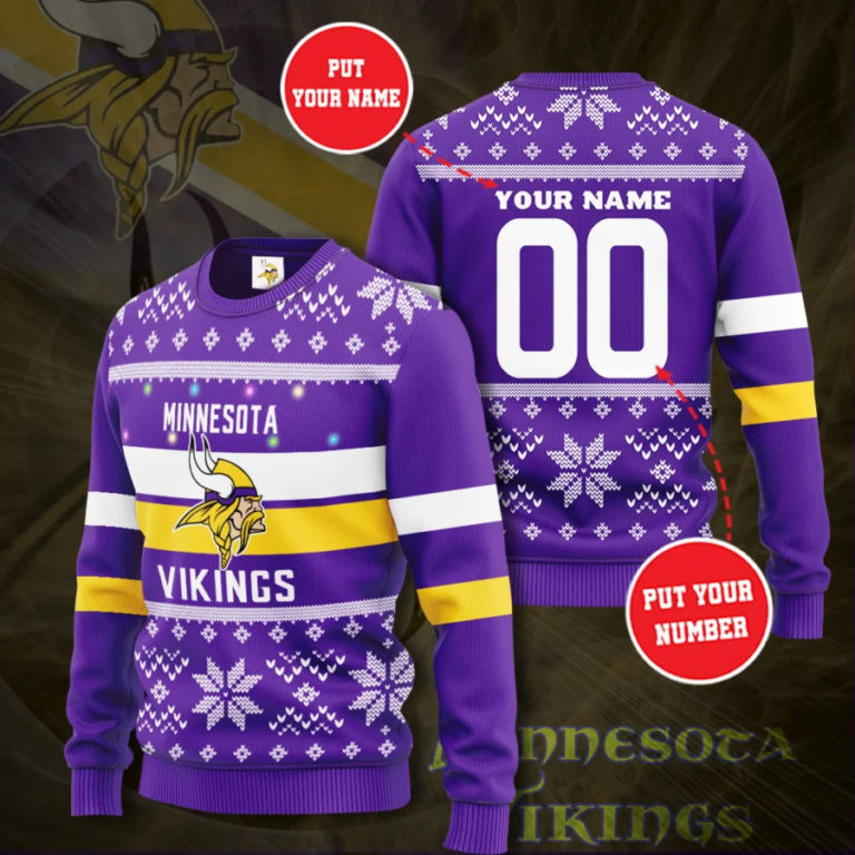Personalized Minnesota Vikings Football Ugly Christmas Sweater
