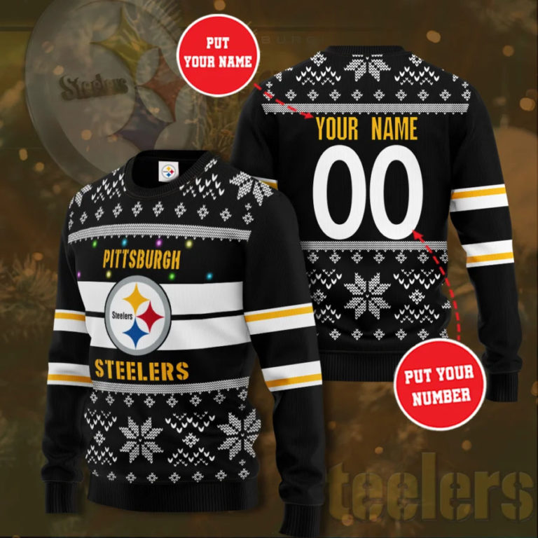 Personalized Pittsburgh Steelers Football Ugly Christmas Sweater