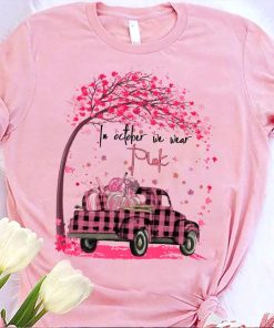Pumpkin Truck In October We Wear Pink Breast Cancer T Shirt