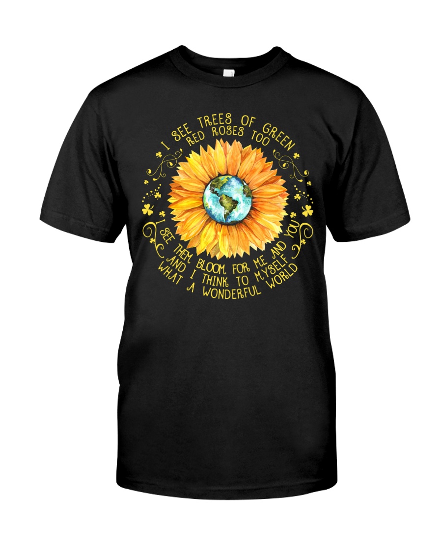 Sunflower What A Wonderful World T Shirt - RobinPlaceFabrics