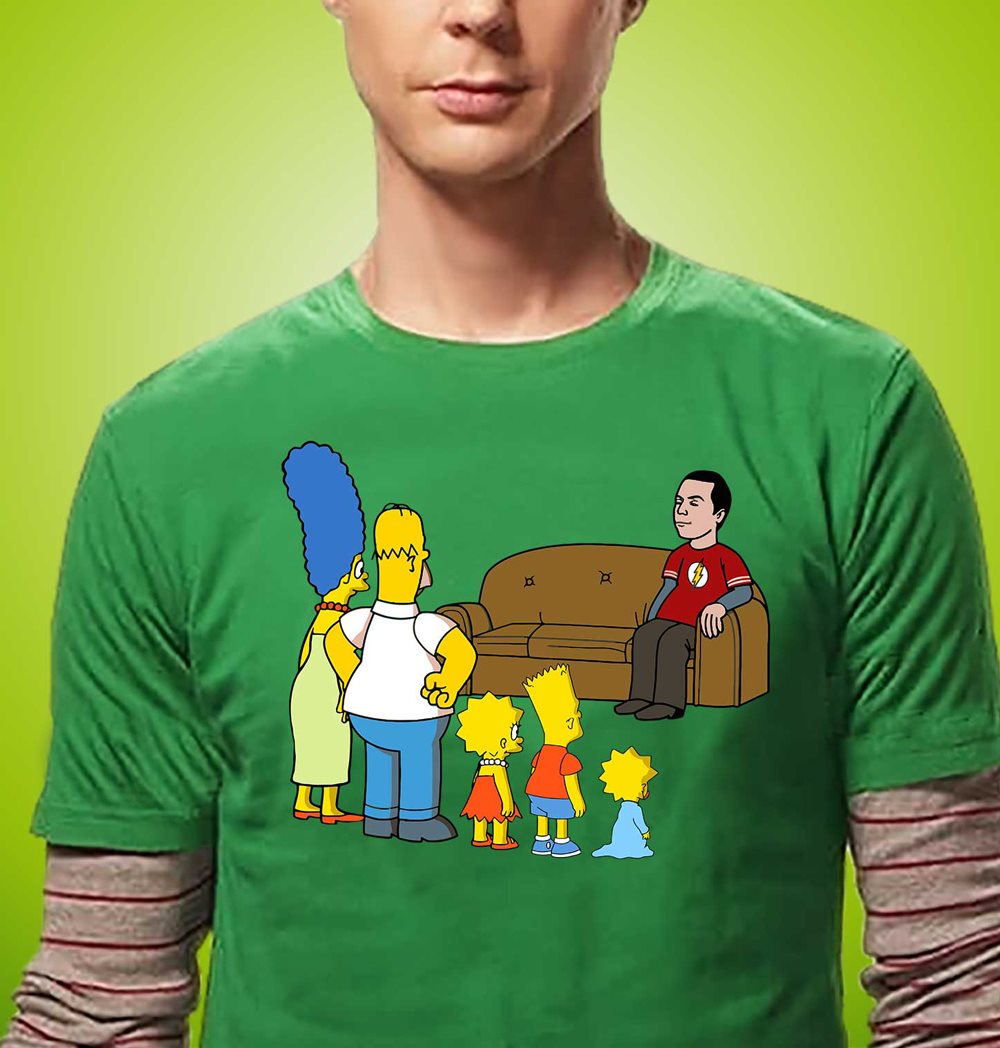 The Simpsons Meet Sheldon Cooper Shirt - RobinPlaceFabrics