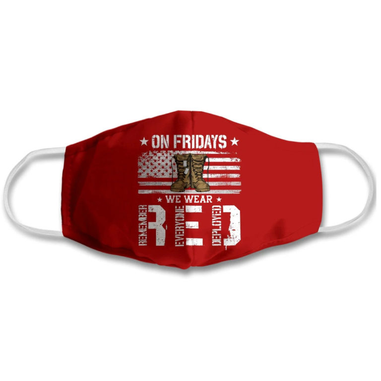 Veteran On Fridays We Wear Red Face Mask with PM2.5 Filter