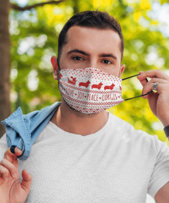 Love Joy Peace Corgis Humorous Corgi Ugly Christmas Sweater Pattern Face Mask with PM2.5 Filter Love Joy Peace Corgis Humorous Corgi Ugly Christmas Sweater Pattern Face Mask with PM2.5 Filter