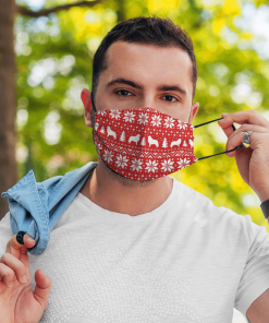 Great Pyrenees Dog Ugly Christmas Sweater Pattern Face Mask with PM2.5 Filter