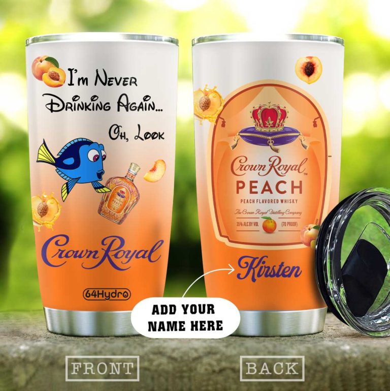 Personalized Name Peach Crown Royal Tumbler