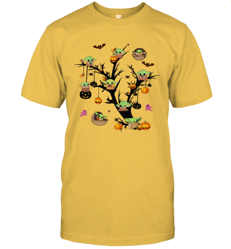 Baby Yoda And Pumpkin Tree Halloween Funny Shirt