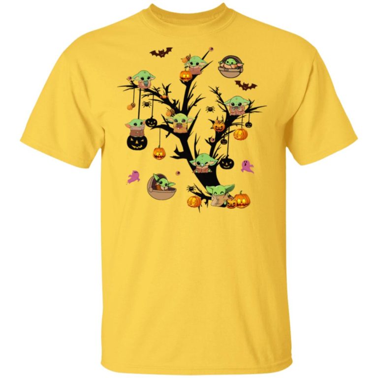 Baby Yoda And Pumpkin Tree Halloween Shirt