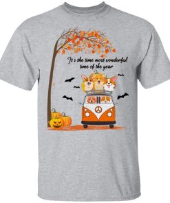 Wonderful Time Of The Year Peace Bus Corgi Pumpkin Halloween