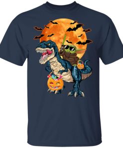 Baby Yoda Riding Dinosaur Trex Pumpkin Moon Halloween
