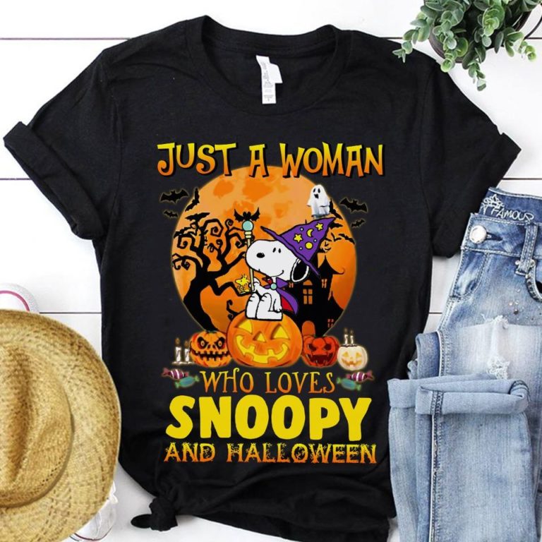 A Woman Love Snoopy And Halloween T Shirt