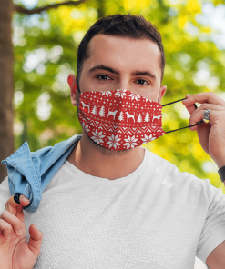 Foxhound Ugly Christmas Sweater Pattern Face Mask with PM2.5 Filter
