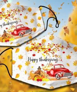 Turkey and Red Truck Happy Thanksgiving Face Mask with PM2.5 Filter Turkey and Red Truck Happy Thanksgiving Face Mask with PM2.5 Filter