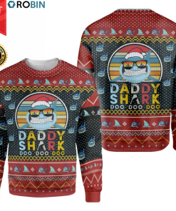 Daddy Shark Doo Doo Doo Wood Ugly Christmas Sweater