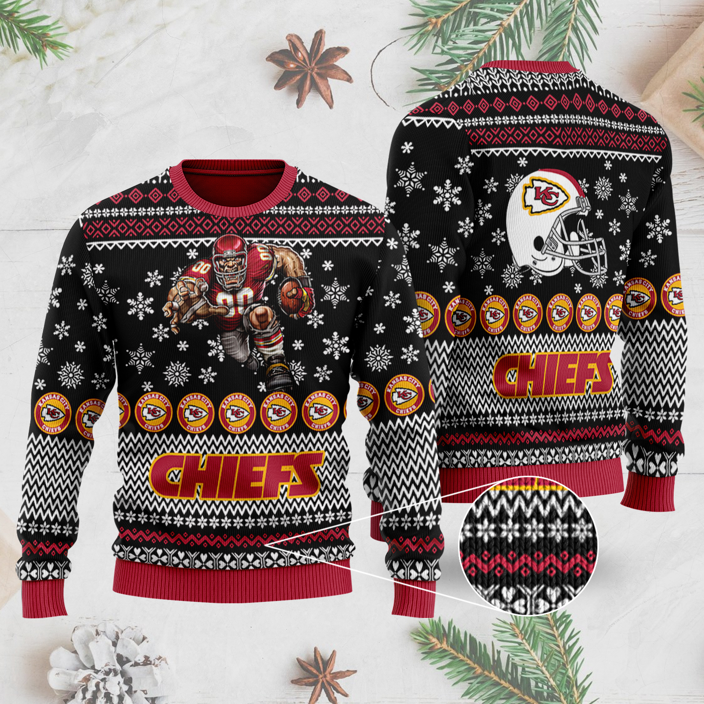 Kansas City Chiefs Ugly Christmas Sweater 3D.