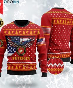 Bald Eagle US Marine Corps Veteran Christmas Wool Ugly Sweater Bald Eagle US Marine Corps Veteran Christmas Wool Ugly Sweater