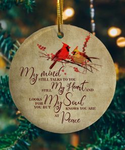 Red Cardinal Bird My Mind Still Talk to You Decorative Christmas Ornament