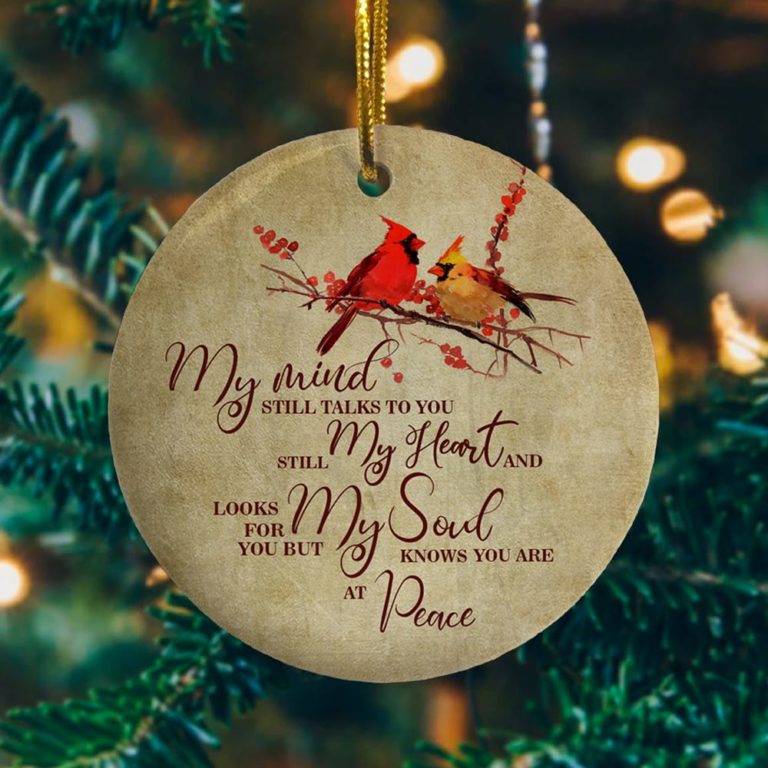 Red Cardinal Bird My Mind Still Talk to You Decorative Christmas Ornament