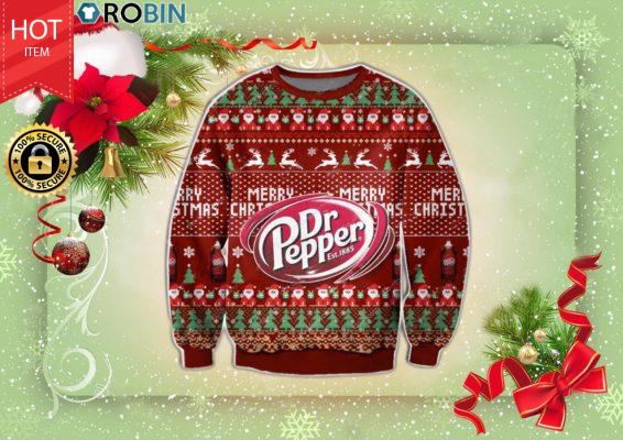 Dr Pepper All Over Print Christmas Wool Ugly Sweater