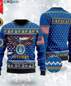 Bald Eagle US Air Force Veteran Christmas Wool Ugly Sweater