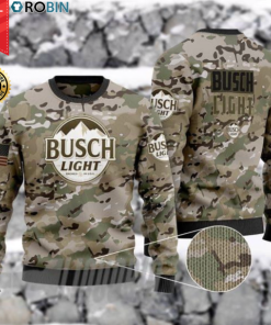US Army Camo Busch Light Wood Ugly Christmas Sweater