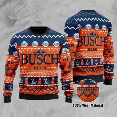 Busch Light Wool Ugly Christmas Sweater - RobinPlaceFabrics