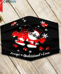Accept Understand Love Christmas Face Mask With Pm2.5 Filter Accept Understand Love Christmas Face Mask With Pm2.5 Filter